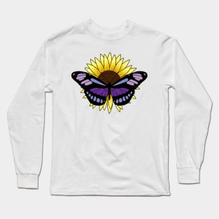 Butterfly with Sunflower Long Sleeve T-Shirt